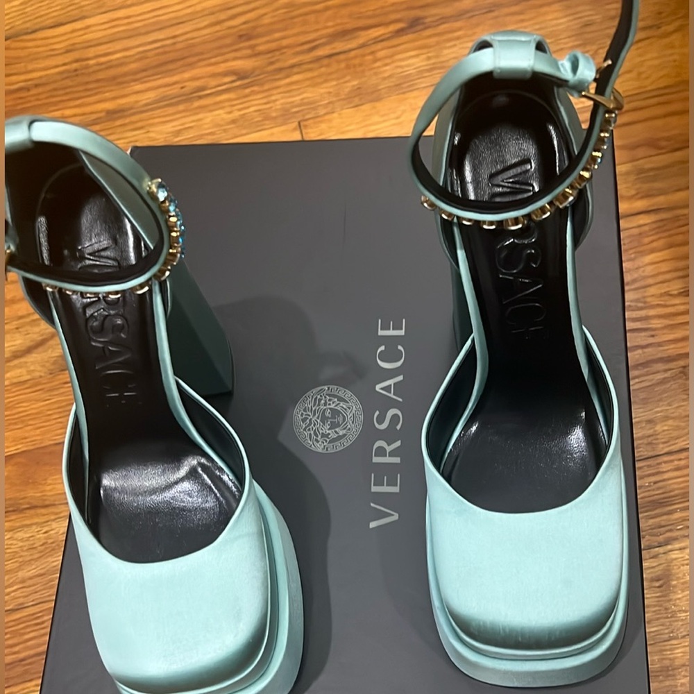 COPY - VERSACE Satin Crystal Embellishments D'Orsay Pumps